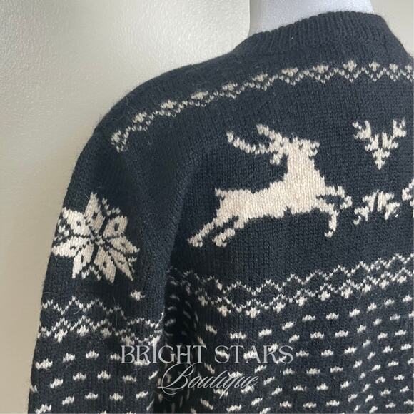 Rare Reindeer Cardigan ASO Sabrina The Teenage Witch Black Cream Vintage Holiday - Picture 10 of 10